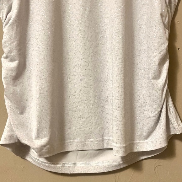 🍭 3/$30 white silver glitter glam tank top with ruched sides - Picture 8 of 15